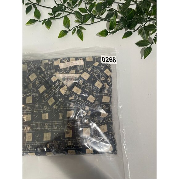 Vintage Cimarron Moda Short-Sleeve Button-Up Shirt L Black/Beige Geometric Print - Picture 8 of 10